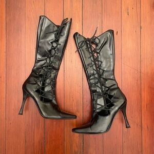 Fredricks of Hollywood Lace Up Patent Leather Boots 7.5